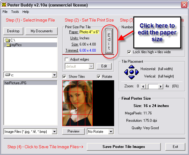 Edit Paper Size button