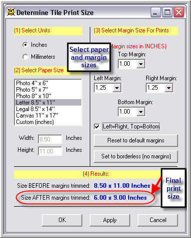 Select Paper Size dialog
